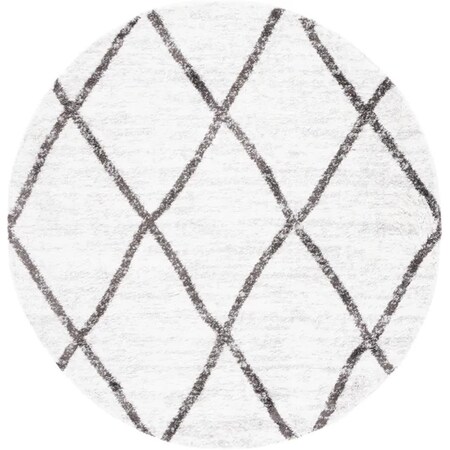 Safavieh 7 x 7 ft. Berber Shag Contemporary Round Power Loomed Rug; Ivory & Grey BER526F-7R